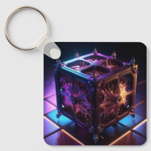 Steampunk Fractal Reflective Music Box Key Ring