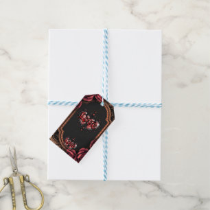 Steampunk Frame with Red Roses and Gears Gift Tags