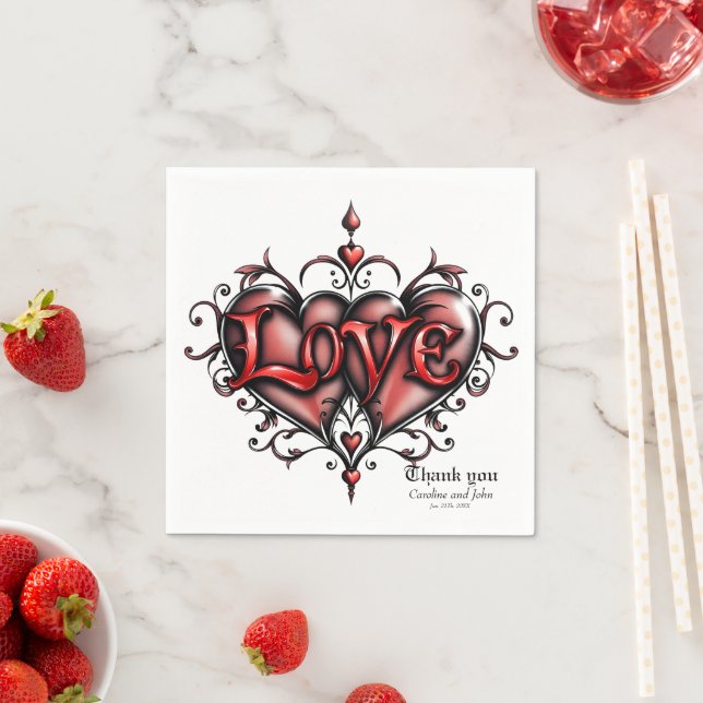 Steampunk Frame with Red Roses and Gears  Napkin (Insitu)