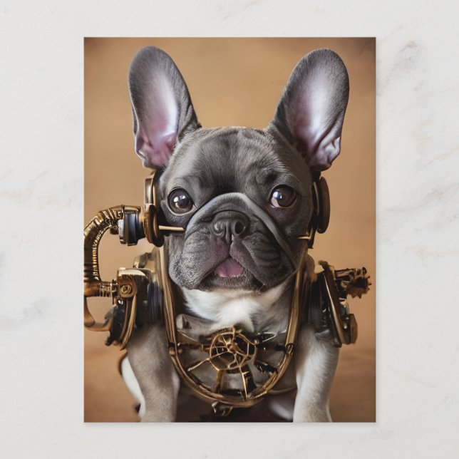 Steampunk French Bulldog Postcard (Front)