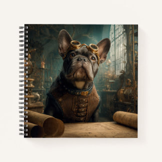 Steampunk Frenchie (Edition 2) - Deluxe Spiral  Notebook