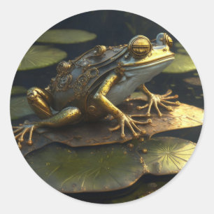Steampunk Frog Gothic Art Classic Round Sticker