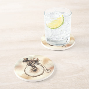 Steampunk Frog Riding a Penny-farthing Bike Coaster