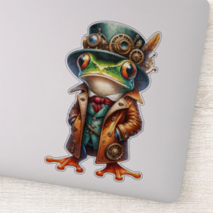 Steampunk Frog Transparent Sticker