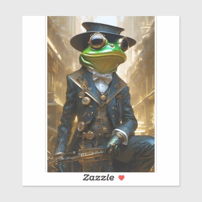 Steampunk Frog Vinyl Sticker (Sheet)