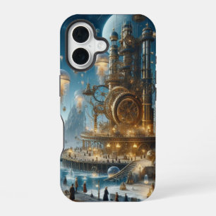 Steampunk Futuristic Ancient City with Jellyfish iPhone 16 Case