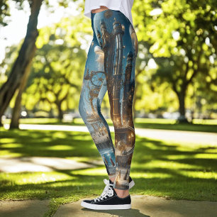 Steampunk Futuristic Ancient City with Jellyfish Leggings