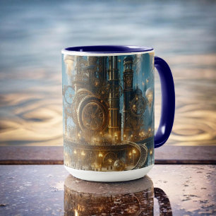 Steampunk Futuristic Ancient City with Jellyfish  Mug