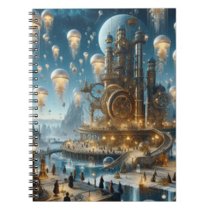 Steampunk Futuristic Ancient City with Jellyfish  Notebook