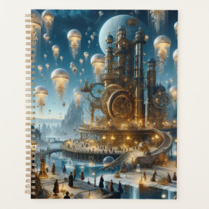 Steampunk Futuristic Ancient City with Jellyfish Planner