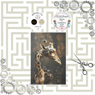 Steampunk futuristic giraffe decoupage tissue paper