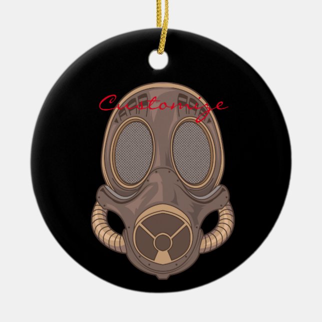 Steampunk Gas Masks Thunder_Cove Ceramic Tree Decoration (Front)