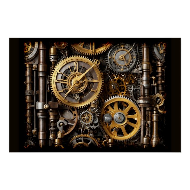 Steampunk Gear and Lever Engine Poster (Front)