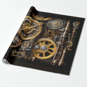 Steampunk Gear and Lever Engine Wrapping Paper
