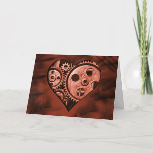 Steampunk Gear Heart Valentine Card