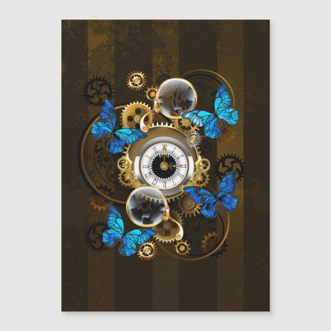 Steampunk Gears and Blue Butterflies (Front)