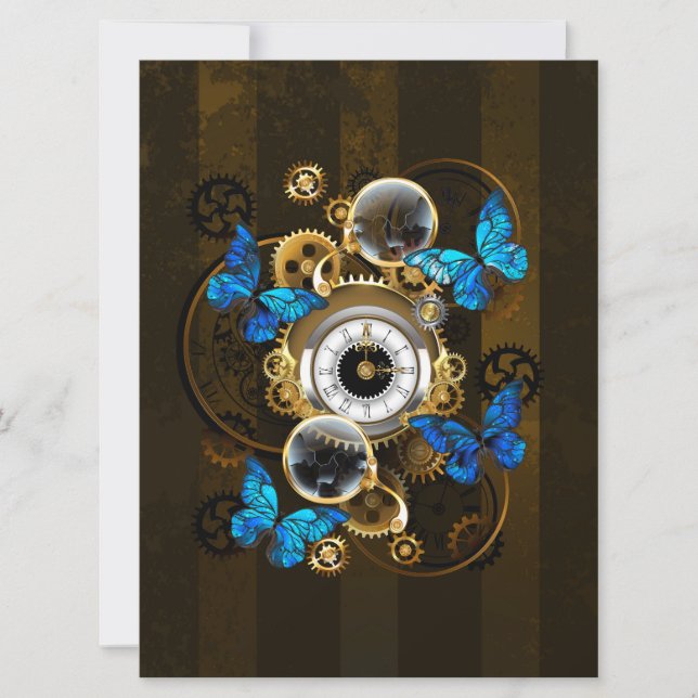 Steampunk Gears and Blue Butterflies Announcement (Front)