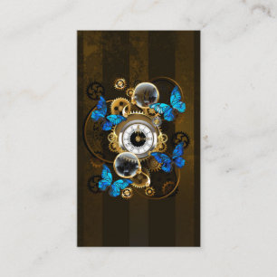 Steampunk Gears and Blue Butterflies Calling Card