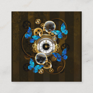 Steampunk Gears and Blue Butterflies Calling Card