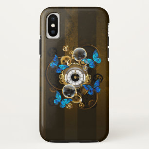 Steampunk Gears and Blue Butterflies iPhone XS Case