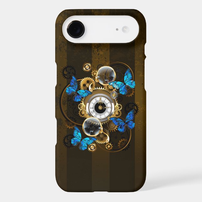Steampunk Gears and Blue Butterflies Case-Mate iPhone Case (Back)