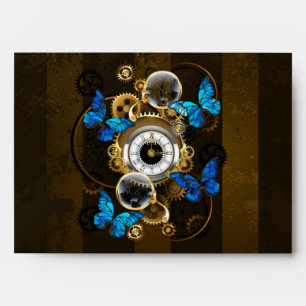 Steampunk Gears and Blue Butterflies Envelope