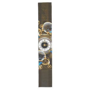 Steampunk Gears and Blue Butterflies Long Table Runner