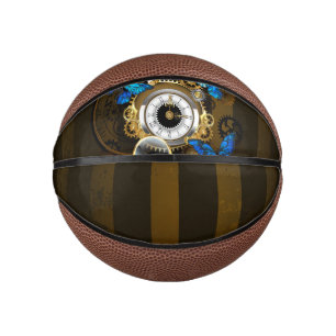 Steampunk Gears and Blue Butterflies Mini Basketball