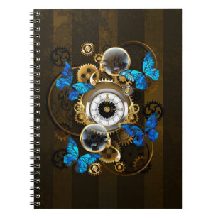 Steampunk Gears and Blue Butterflies Notebook