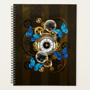 Steampunk Gears and Blue Butterflies Planner
