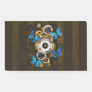 Steampunk Gears and Blue Butterflies Post-it Notes