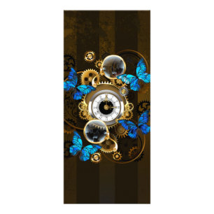 Steampunk Gears and Blue Butterflies Rack Card