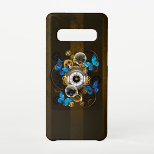 Steampunk Gears and Blue Butterflies Samsung Galaxy Case