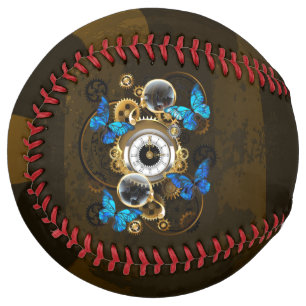Steampunk Gears and Blue Butterflies Softball