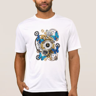 Steampunk Gears and Blue Butterflies T-Shirt
