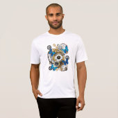 Steampunk Gears and Blue Butterflies T-Shirt (Front Full)