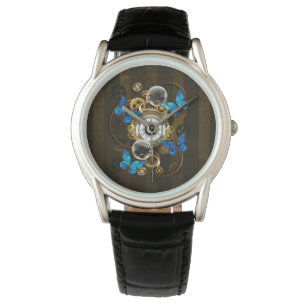 Steampunk Gears and Blue Butterflies Watch