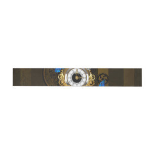 Steampunk Gears and Blue Butterflies Wrap Around Label