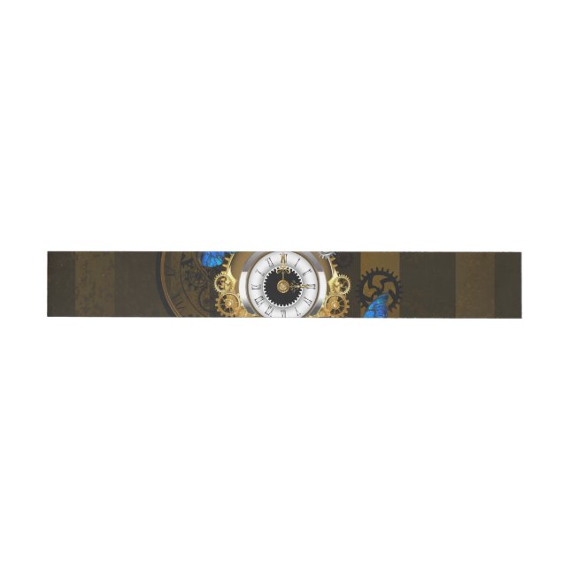 Steampunk Gears and Blue Butterflies Wrap Around Label (Individual)