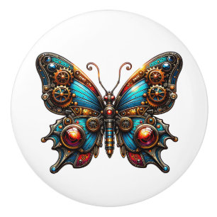 Steampunk Gears and Butterfly  Ceramic Knob