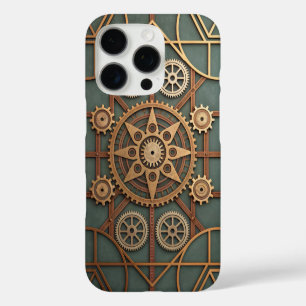 Steampunk gears and cogs forming a geometric grid iPhone 16 pro case