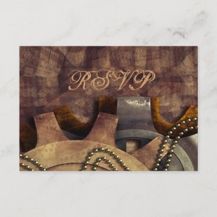 Steampunk Gears & Baubles Wedding RSVP Card