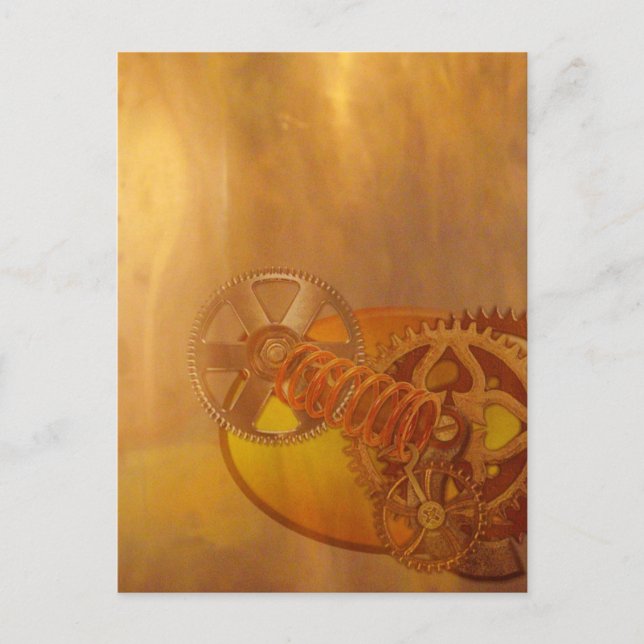 steampunk gears cogs mechanics design postcard (Front)