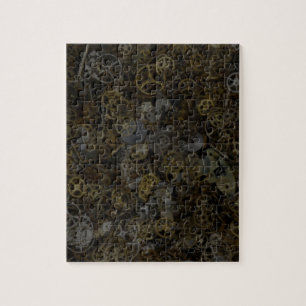 Steampunk gears, cogs, watch parts pattern print jigsaw puzzle