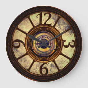 Steampunk Gears - Copper - Round Wall Clock