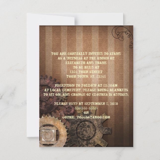 Steampunk Gears Goth Invitation (Front)
