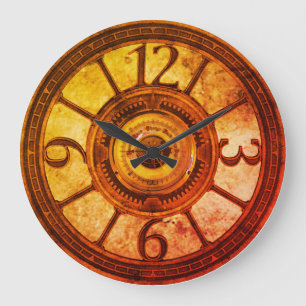 Steampunk Gears - Heat - Round Wall Clock