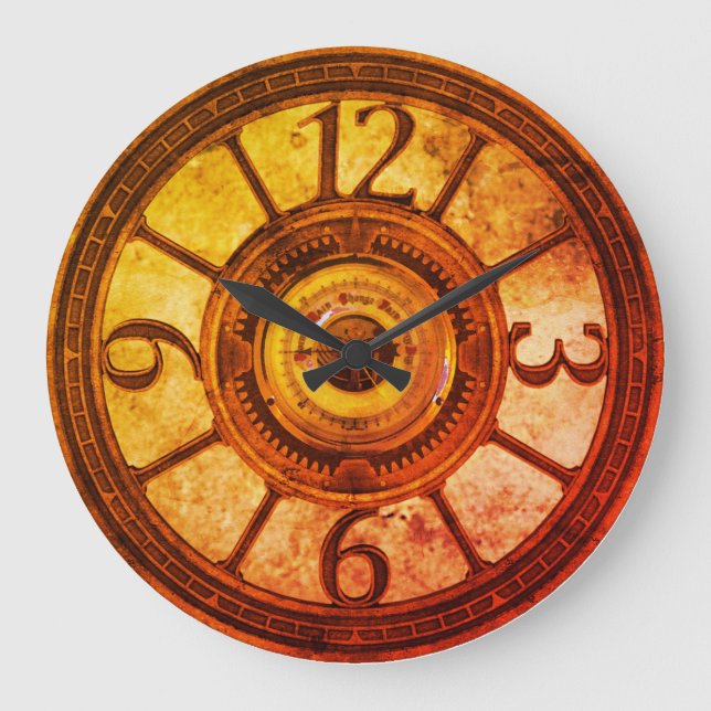 Steampunk Gears - Heat - Round Wall Clock (Front)