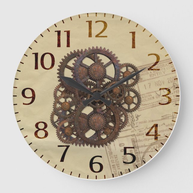 Steampunk Gears Large Clock (Front)