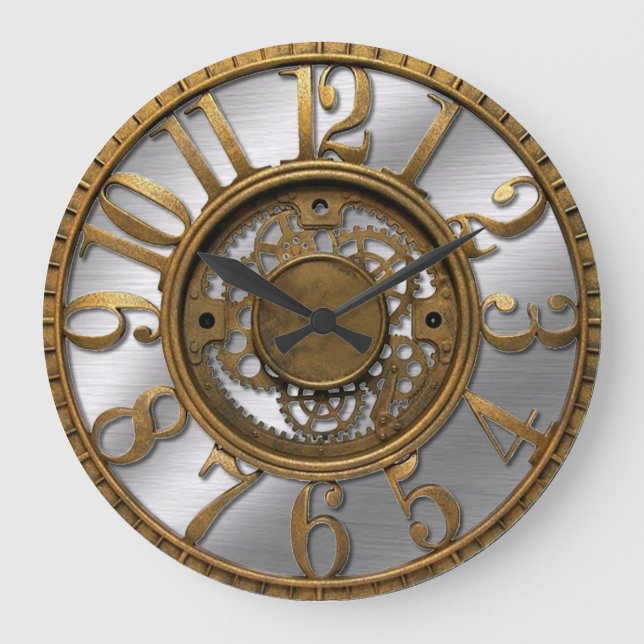 Steampunk Gears Large Clock (Front)